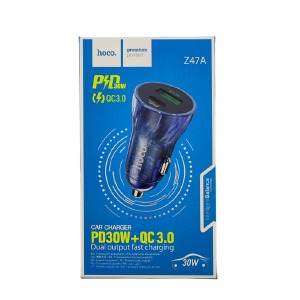 АЗУ USB блочек 3.0A 1USB+PD-20w Hoco Z47A 20w QC 3.0 синее - фото