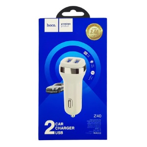 АЗУ USB блочек Hoco Z40 2.4A/2USB белое (12) - фото