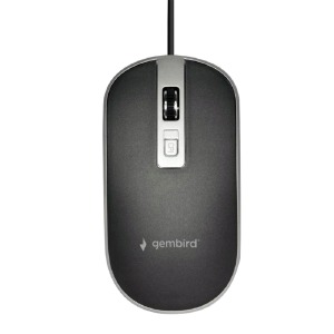Компьютерная мышка проводная USB Gembird MUS-4B-06-BS 4 кнопки/800-1200DPI черно-серая 1,35м - фото