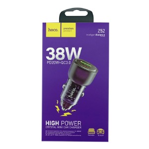 АЗУ USB блочек Hoco Z52 3A/1USB/38W/QC3.0/PD20W фиолетовый (12) - фото