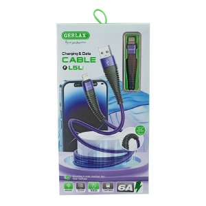 Кабель iPhone Lightning Gerlax L5L 6А тканевой фиолетовый 1м - фото