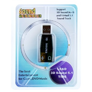 Звуковая карта USB 5.1 3D Sound черная, синяя, зеленая - фото
