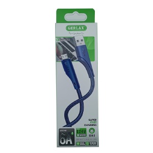 Кабель microUSB Gerlax L24V 6А/OD4.0/QC3.0 тканевой синий 1м - фото