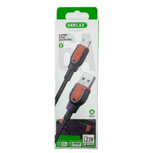 Кабель microUSB Gerlax L23V 6A/OD4.0 нейлоновый черный 1м - фото