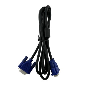 кабель VGA-VGA черный 1080p 3+9 1,4м синий коннектор в т.у. - фото