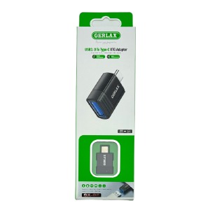 PD переходник Type-C (мама)-USB (папа) Gerlax GX-08 черный (для подключение флешек, зарядок, кабелей) - фото