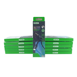 `SET кабелей 3,5 AUX - Lightning Gerlax GX-06L тканевой черный 1м (10ШТ!!!+1ШТ ПОДАРОК) - фото