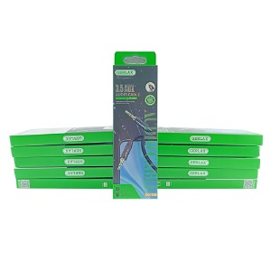 `SET кабелей 3,5-3,5 AUX (папа-папа) Gerlax GX-06 тканевой черный 1м (10ШТ!!!+1ШТ ПОДАРОК) - фото