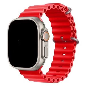 Ремешок для смарт часов универс. 20 mm Samsung/Xiaomi/Huawei/Imilab/Kieselect силикон Ocean Band красный (2) - фото
