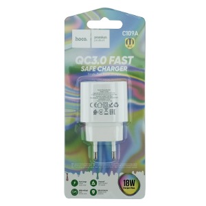 Блочек USB Hoco C109A 3A/1USB/18W/QC3.0 белый (36) - фото