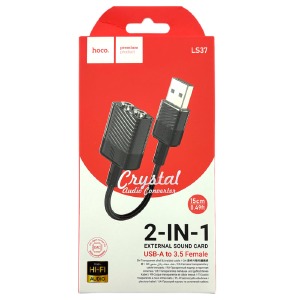 Звуковая карта USB кабель 0,15м Hoco LS37 черная (21) - фото