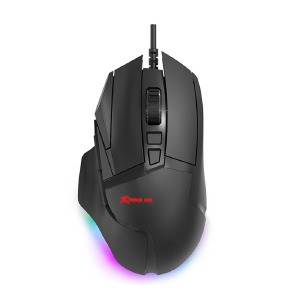 Компьютерная мышка проводная USB игровая XTRIKE GM-520 RGB/8 кнопок/800-12800DPI черная 1,6м - фото