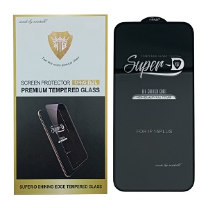 Стекло защитное iPhone 15+ 6.7' 6DH MTB Super черное в уп. в комплекте вл.салфетка/наклейки/микрофибра - фото