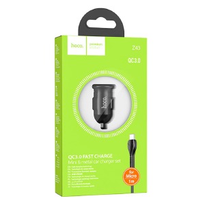АЗУ microUSB Hoco Z43 3.4А/2USB/QC3.0 черное 1м (12) - фото