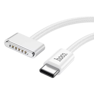 Кабель для ноутбука (MacBook) Hoco X103 Type-C to MagSafe3 магнитный тканевой белый 2м - фото