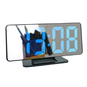Часы настольные VST-888-5 будильник/дата/температура/от сети и батареек/зеркальный дисплей 7,5"/синяя подсветка - фото