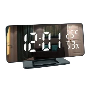 Часы настольные VST-888-6 будильник/дата/температура/от сети и батареек c зеркальным дисплеем 7,5` с белой подсветкой - фото
