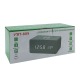 Часы настольные VST-889-4 беспроводная зарядка/будильник/дата/температура/от сети и батареек в виде черного дерев.бруска с зеленой подсветкой - фото 1