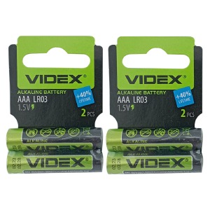 LR03 Батарейки Videx AАА щелочная по 4шт(мизинчиковая)/цена за 1 бат. - фото