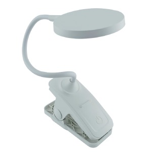 LED лампа настольная K-508-2 на прищепке, со встроенным аккумулятором, USB, сенсорное управление, гибкая ножка, 3 режима белая - фото