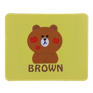 Коврик для мышки 250x210мм Lime Friends brown (коричневый медведь) с боковой прошивкой, антискользящая основа - фото