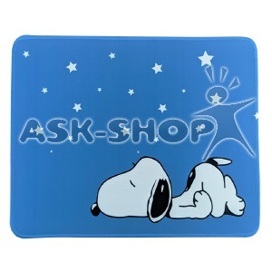 Коврик для мышки 250x210мм персонаж Snoopy синий/голубой с боковой прошивкой, антискользящая основа - фото