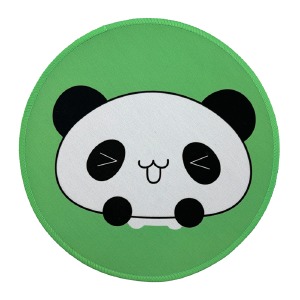 Коврик для мышки 210x210мм круглый панда зеленый с боковой прошивкой, антискользящая основа - фото
