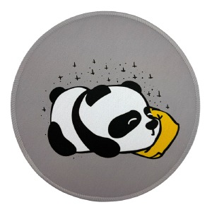 Коврик для мышки 210x210мм круглый панда серый с боковой прошивкой, антискользящая основа - фото