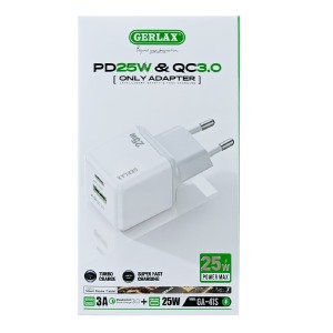 Блочек USB Gerlax GA-41S 25W-PD+USB QC3.0 белый - фото