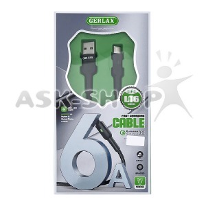 Кабель microUSB Gerlax L16 6А QC3.0 тканевой черный 1м - фото