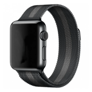 Ремешок для Apple Watch 42/44/45/49mm Миланская петля черный с серой полоской - фото