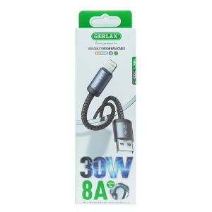 Кабель iPhone Lightning Gerlax L36L 8А/30W черный 1м - фото