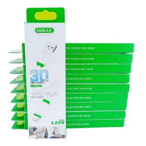 `SET кабелей microUSB Gerlax L25V 6А белый 0,3м (10ШТ!!!+1ШТ ПОДАРОК) - фото