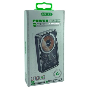 Power bank/Павербанк 10000mA Gerlax P105P MagSafe+PD20w прозрачный черный - фото