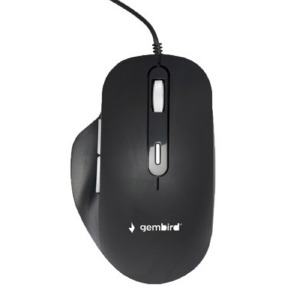 Компьютерная мышка проводная USB Gembird MUS-6B-02 6 кнопок/1200-3600DPI черная 1,35м - фото