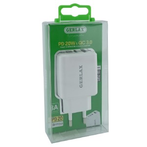 Блочек USB Gerlax GA-25PS 3A 20W + PD QC3.0 белый - фото
