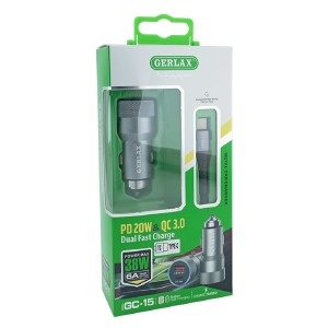 АЗУ Type-C Gerlax GC-15 6A/1USB/38W/QC3.0/PD20W металл серый - фото