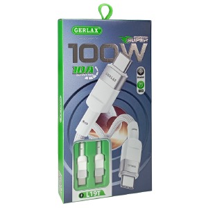 Кабель Type-C to Type-C Gerlax L19T 10A/100W тканевой белый 1м - фото