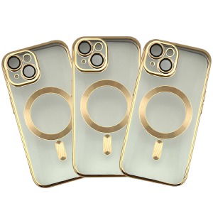 Накладка Berlia Magnetic Camera Glass  iPhone 15 Pro Max MagSafe gold - фото