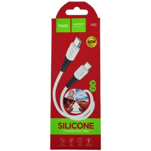 Кабель Type-C to Type-C Hoco X82 3A/60W силиконовый белый 1м - фото