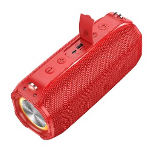 Колонка Hoco HC23 10W/LED/BT5.3/USB/microSD/FM/2400mAh/TWS 22,8х11,0х9,3см красная - фото