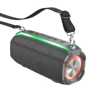 Колонка Hoco HC23 10W/LED/BT5.3/USB/microSD/FM/2400mAh/TWS 22,8х11,0х9,3см серая - фото