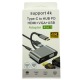 Type-C (папа) - PD+HDMI+VGA+USB (мама) конвертер 4в1 серый металл - фото 2
