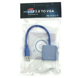 USB (папа) - VGA (мама) конвертер 3.0 синий 0,1м - фото