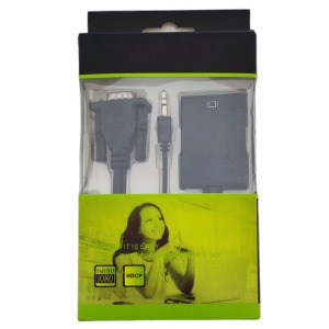 VGA-HDMI конвертер with IC черный, коробка - фото