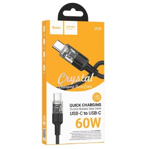 Кабель Type-C to Type-C Hoco U129 60W/QC3.0 тканевой черный 1,2м (22) - фото