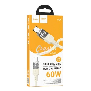 Кабель Type-C to Type-C Hoco U129 60W/QC3.0 серый 1,2м (22) - фото
