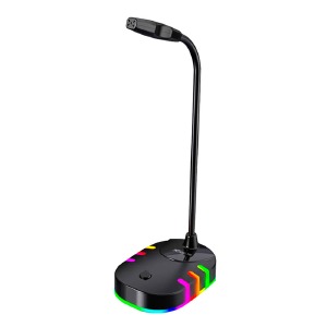 Микрофон компьютерный настольный игровой XTRIKE XMC-02 USB/RGB/гибкая ножка/кнопка вкл/выкл черный 1,5м - фото