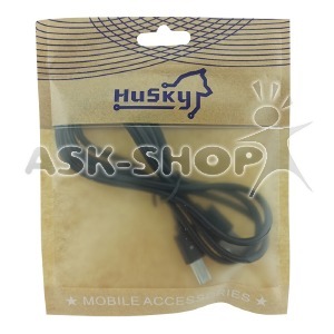 Кабель microUSB LONG 12мм длинный конектор черный пакет Husky 1м - фото