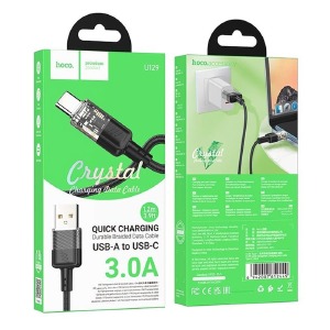 Кабель Type-C Hoco U129 3A/60W черный 1,2м (22) - фото